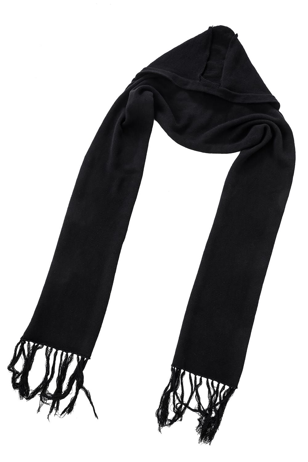 Merino Wool Knit Hooded Long Scarf “Black" / メリノウールニットフードロングマフラー"ブラック"