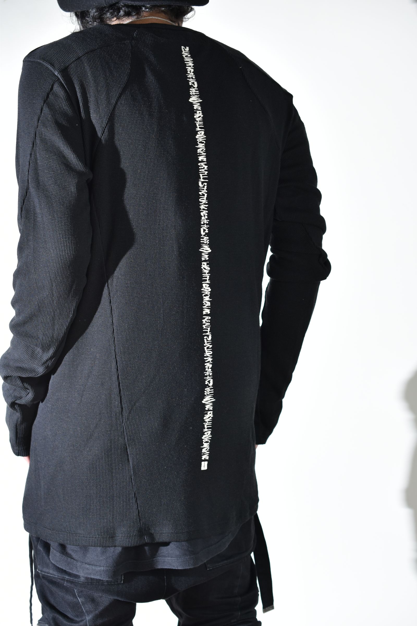Back Printed Waffle Jersey Long  Sleeve Tee"Black" バックプリントワッフルジャージーロングスリーブTee"ブラック"