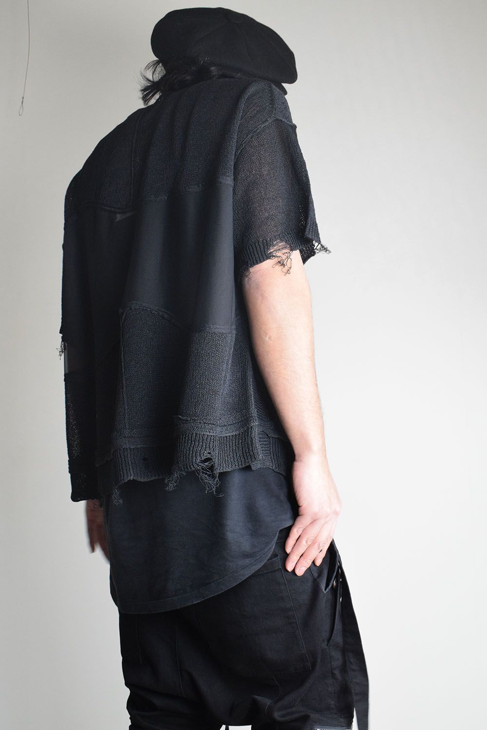 Dock Reverse Knit Tee"Black" / ドッキングリバースニットTee"Black"