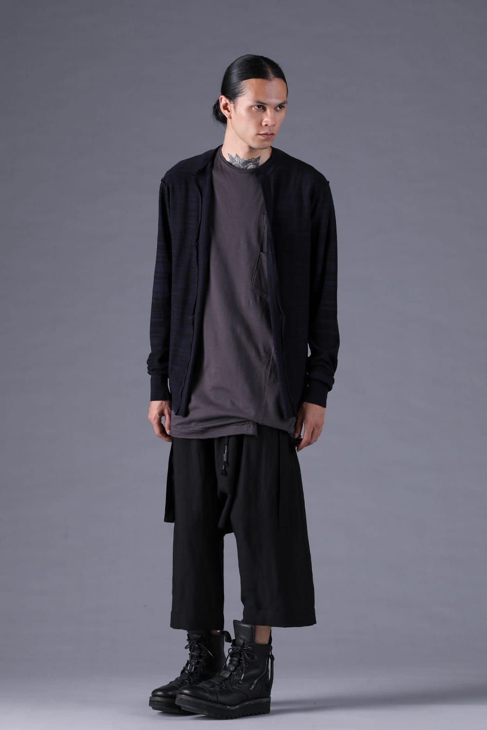 《2027SS先行予約分》16G High Gauge Silk Cotton Knit Cardigan"Black / Navy" / 16Gハイゲージシルクコットンニットカーディガン"ブラック / ネイビー"
