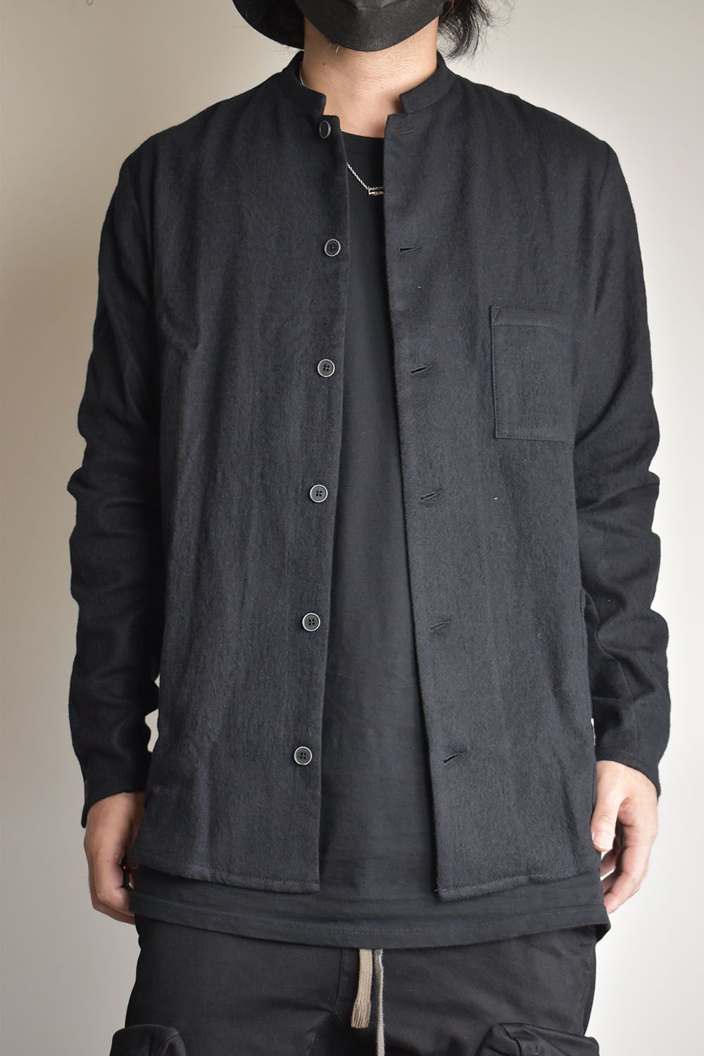 Stand Collar Shirts"Lamp Black"/スタンドカラーシャツ"ランプブラック"