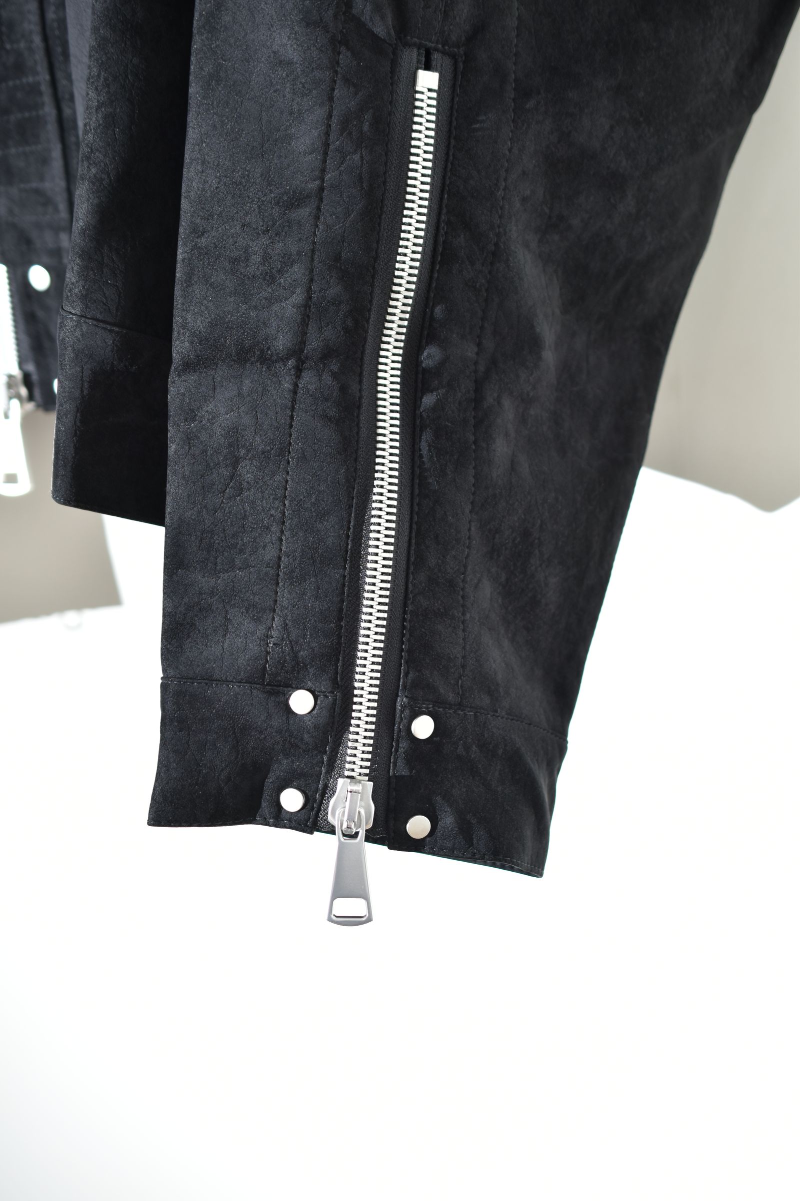 Vegan Suede Leather Hoodie Blouson"Black" / ヴィーガンスウェードレザーフーディブルゾン "ブラック"