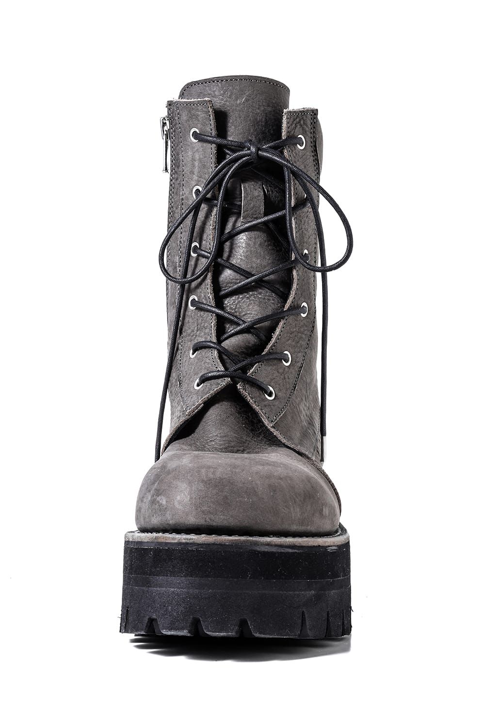 《2027SS先行予約分》Laces Uo Leather Boots "Black / Khaki" / レースアップレザーブーツ"ブラック / カーキ"