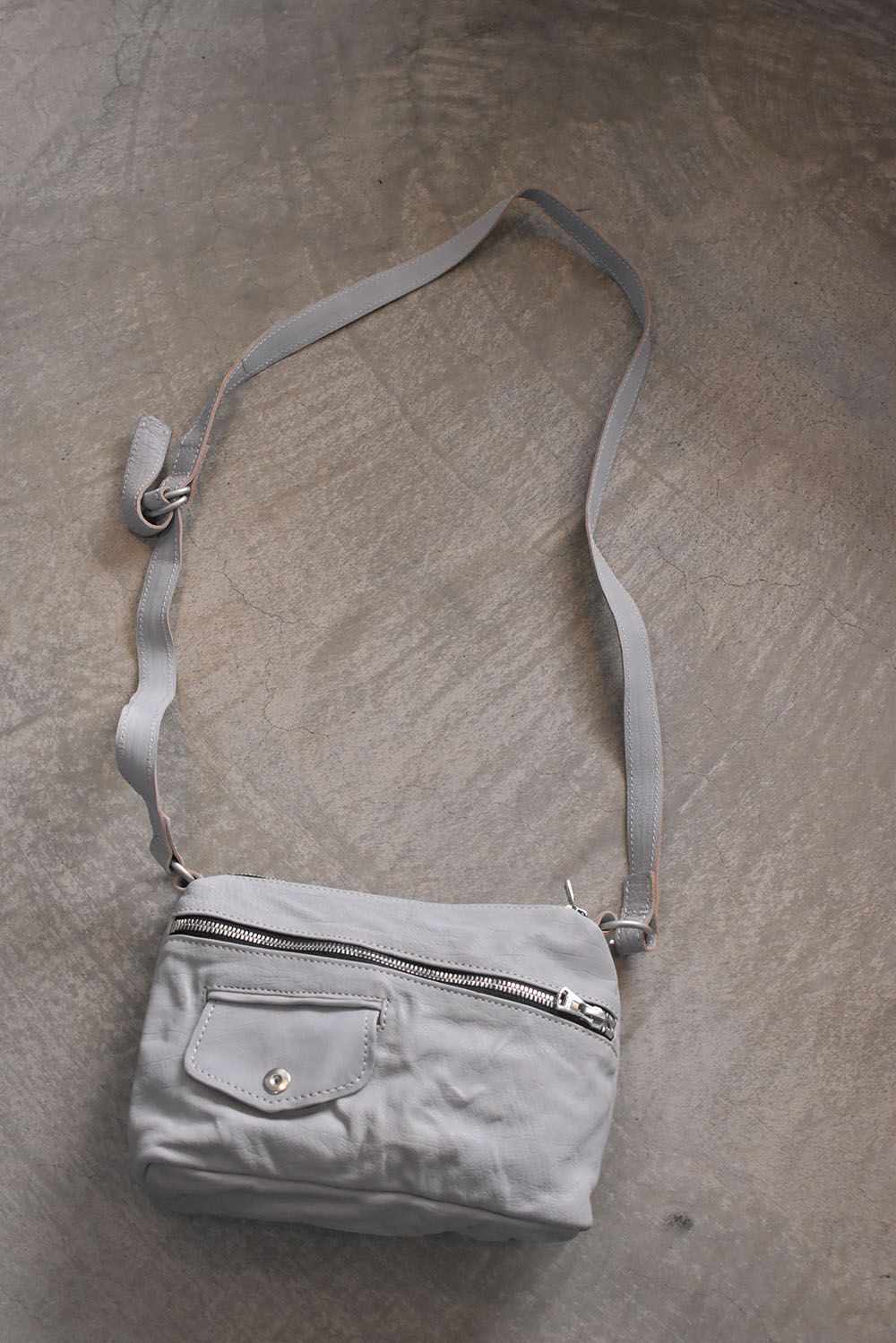 Japan Calf Product Wash Rider's Succotch"White" / ジャパンカーフ製品洗いライダースサコッシュ"ホワイト"