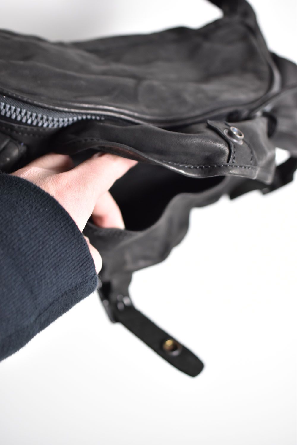 Double Shoulder Leather Shoulder Bag"Black"/ ダブルショルダーレザーショルダーバッグ"ブラック"