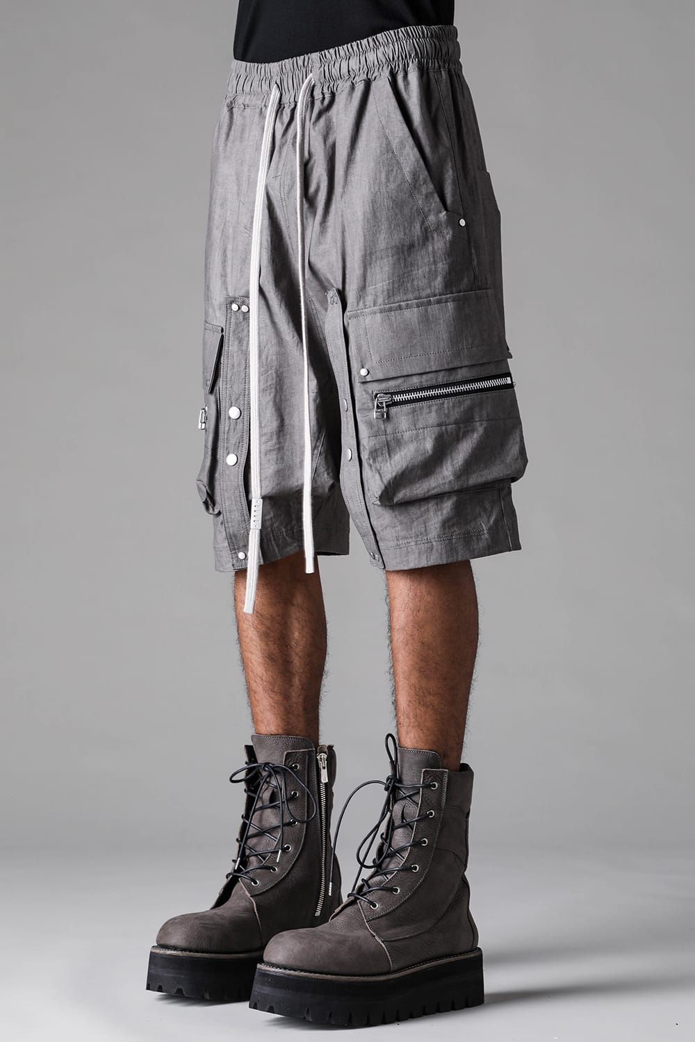 《2027SS先行予約》Sumi Dyed Cargo Shorts"Grey / L.Grey" / 墨染カーゴショーツ"グレー / ライトグレー"