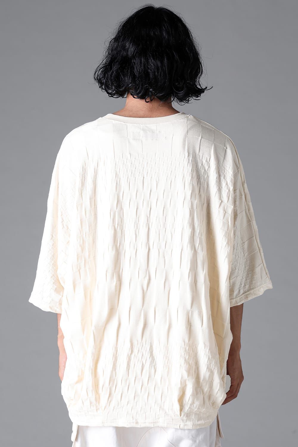 《2026SS先行予約》Gradient Plaid Pattern Dolman Tee"Black / Cream" / グラデーションチェックパターンドルマンTee"ブラック/クリーム"
