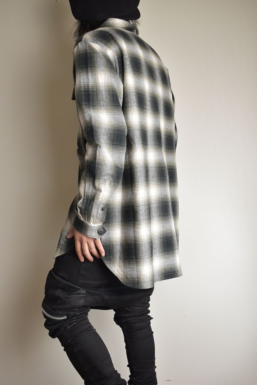 Ombre Check Long Shirts Jacket"White Check" / オンブレチェックロングシャツジャケット"ホワイトチェック"