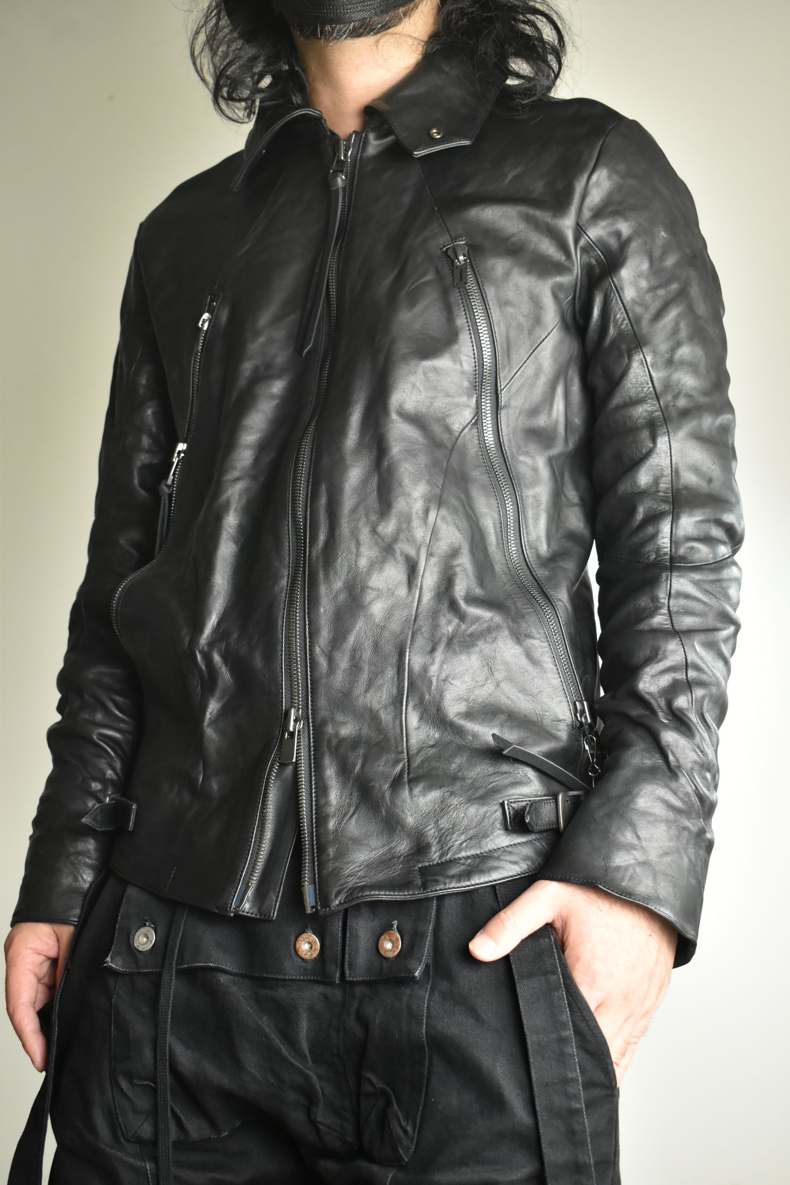 Horse Leather Collar Detachable Jacket"Black" / ホースレザーカラーデタッチャブルジャケット"ブラック"