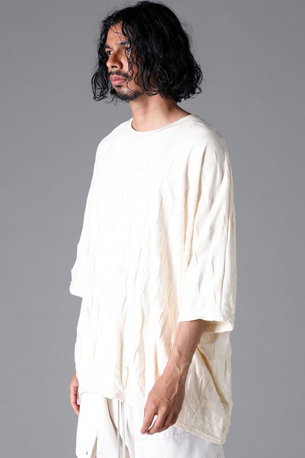 《2026SS先行予約》Gradient Plaid Pattern Dolman Tee"Black / Cream" / グラデーションチェックパターンドルマンTee"ブラック/クリーム"
