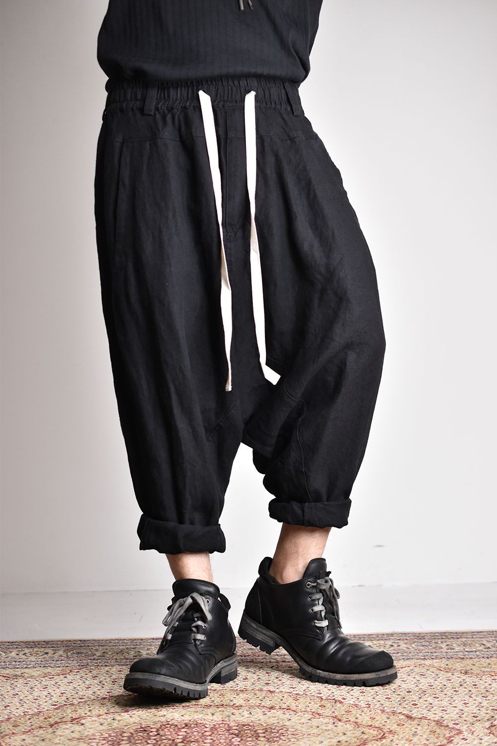 Linen Sarouel Easy Pants"Black"/リネンサルエルイージーパンツ"ブラック"