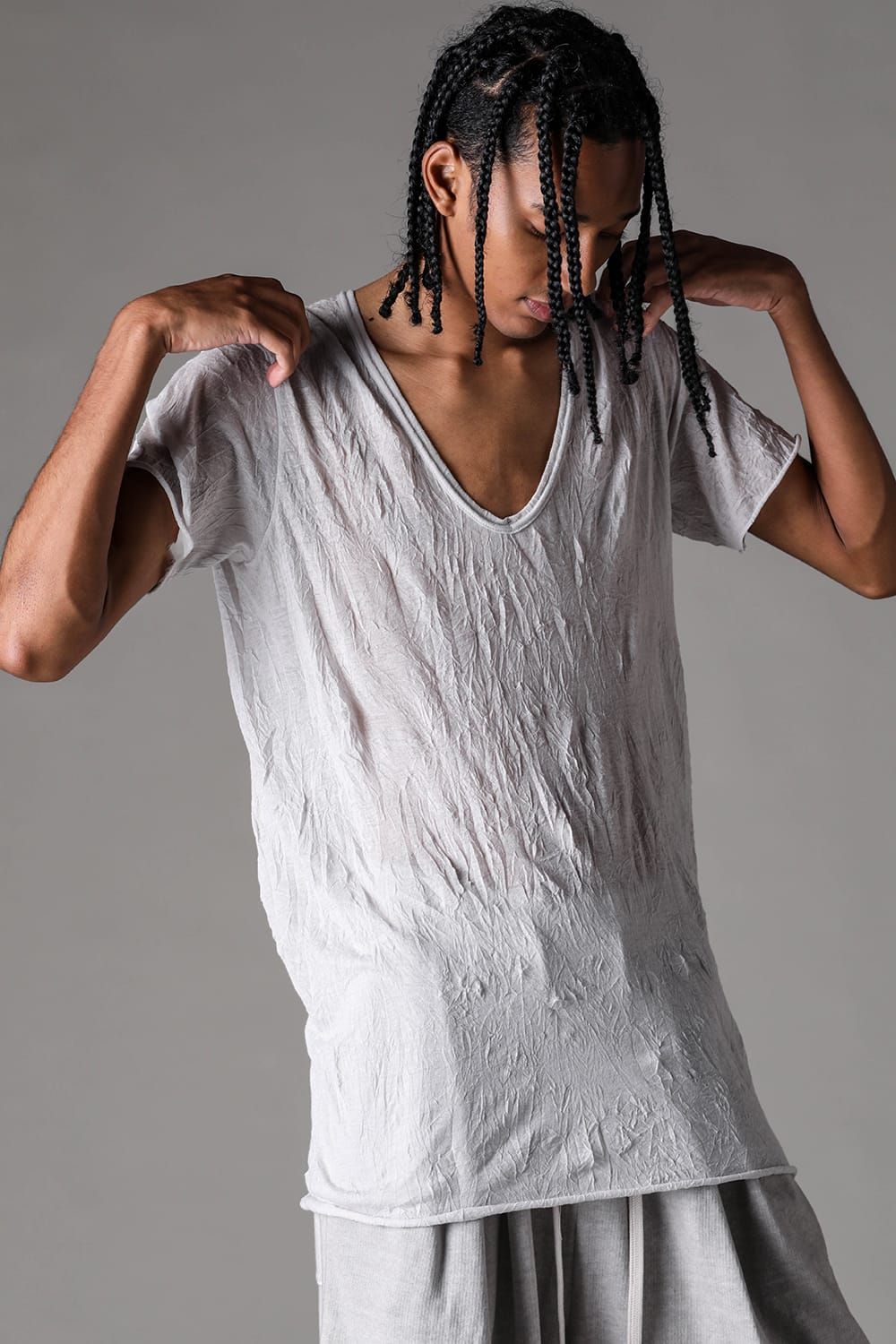 《2027SS先行予約》Washed Guize V-Neck Tee"Black / White /L.Grey /Grey" / ウォッシュドガーゼVネックTee"ブラック / ホワイト /ライトグレー /グレー"