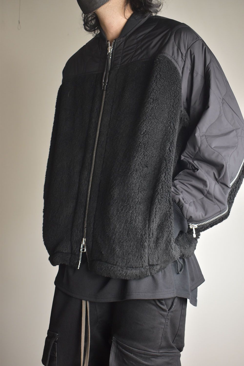 Combination Zip Boa Jersey"Black" / コンビネーションジップボアジャージー"ブラック"