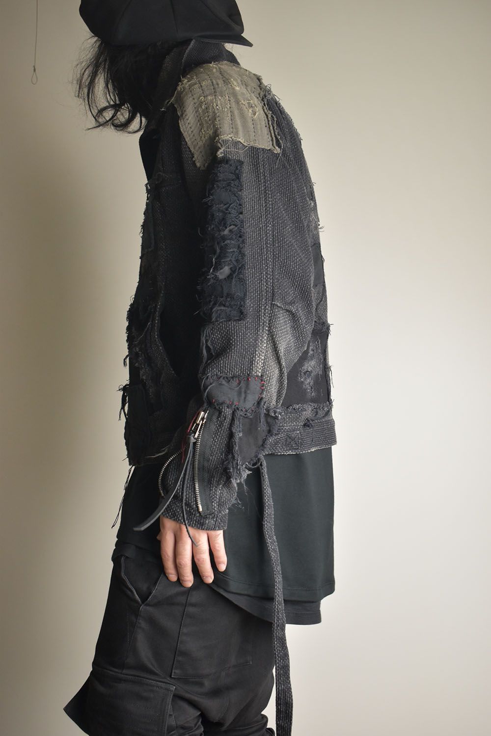 Crust Damage Repair Sashiko Jacquard Jacket "Black" / クラストダメージリペア刺子ジャガードジャケット"ブラック"