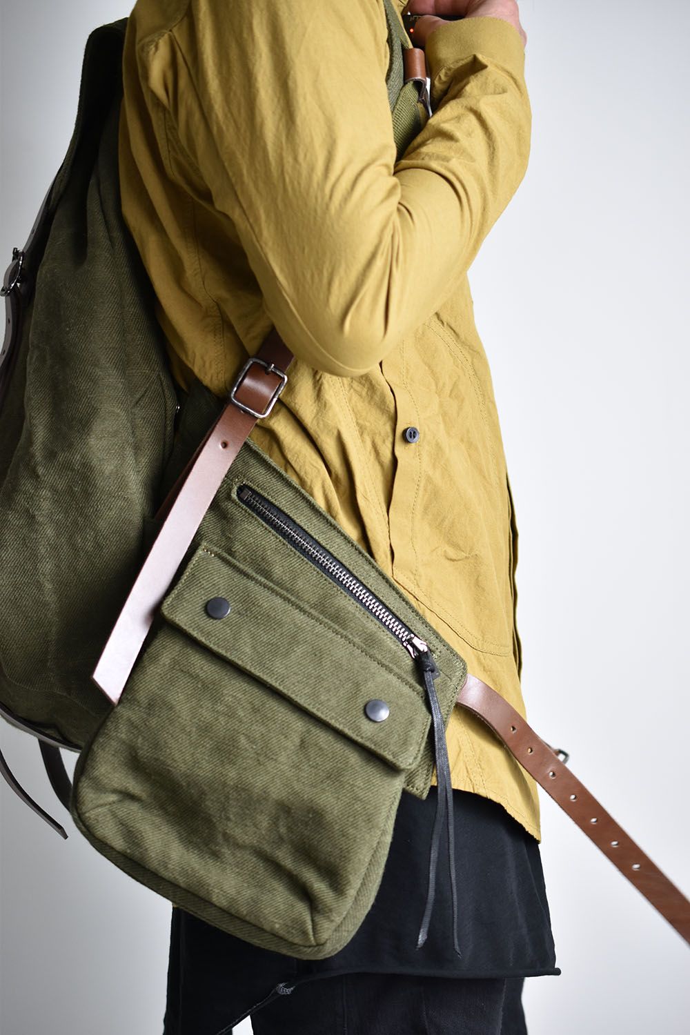 Jute x Cotton Military Twill Bag Attached Bag Pack"Khaki"/ジュート×コットン ミリタリーツイルバッグ"カーキ"