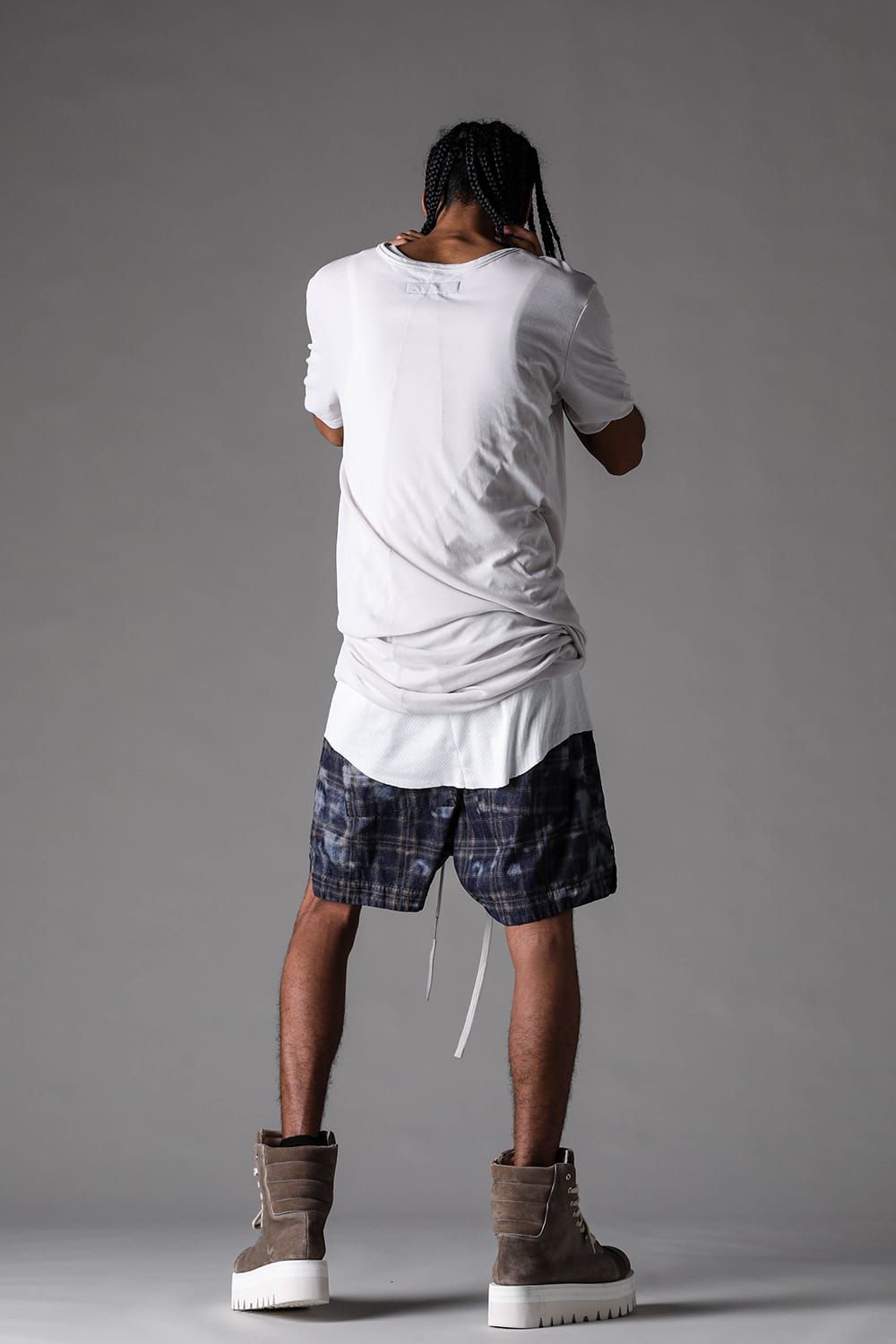 《2027SS先行予約》Check Side Slit Shorts"Navy Check" / チェックサイドスリットショーツ"ネイビーチェック"