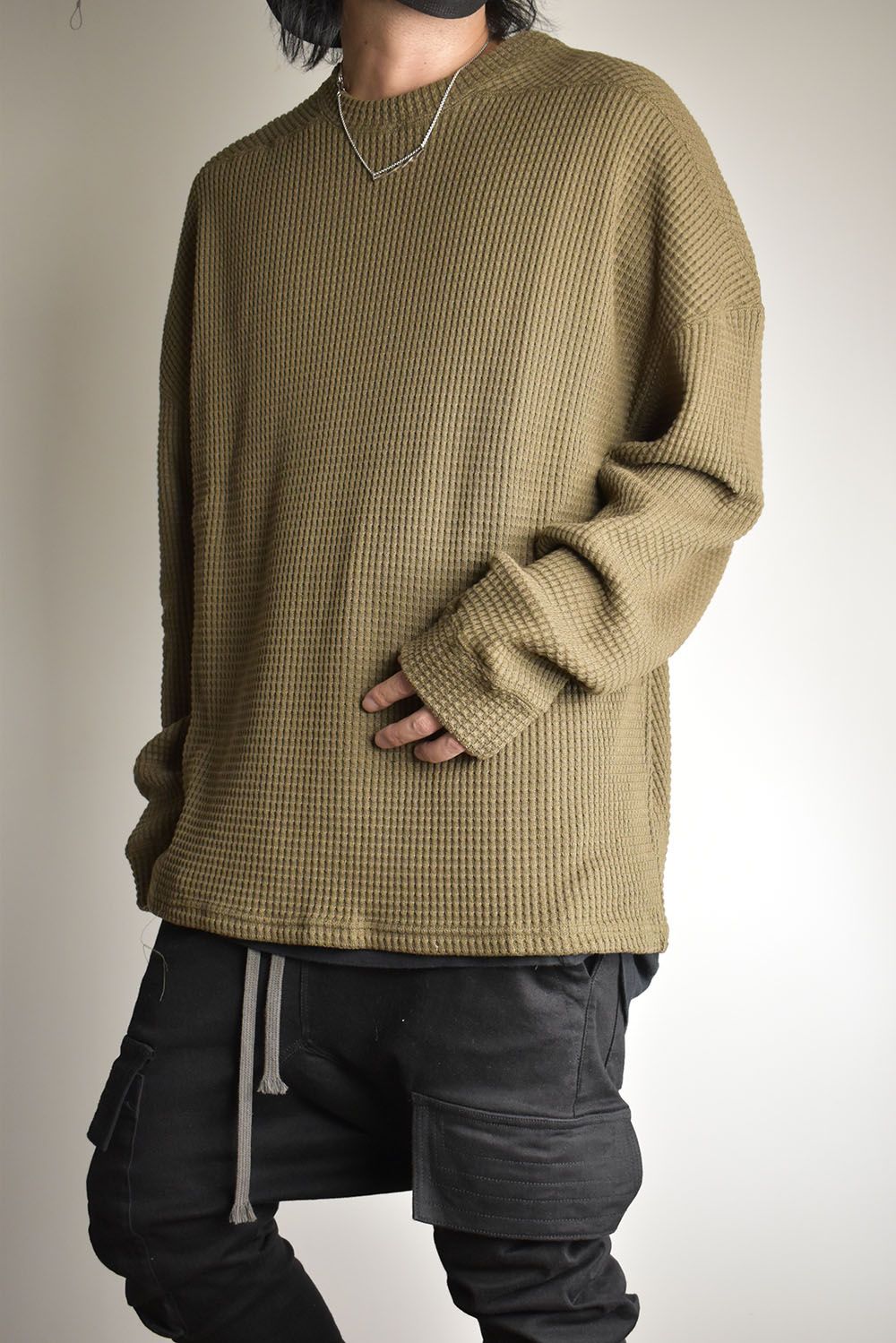 Heavy Waffle Over Size Top"Olive" / ヘビーワッフルオーバーサイズトップ"オリーブ"