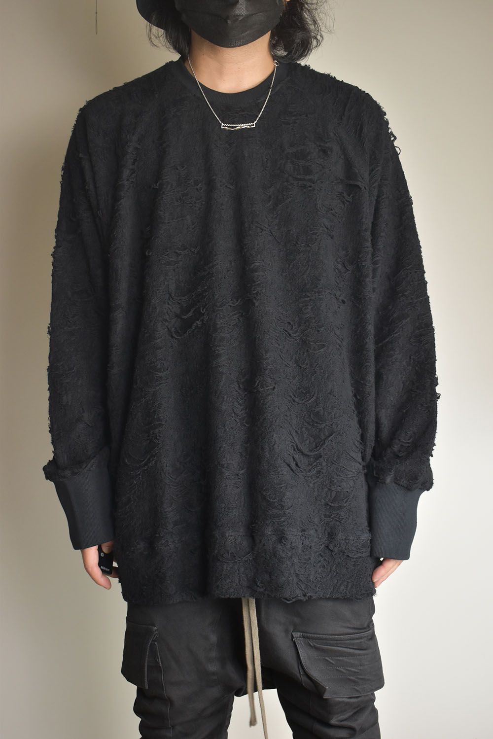 Damage Pile Dolman Top"Black" / ダメージパイル ドルマントップ"ブラック"