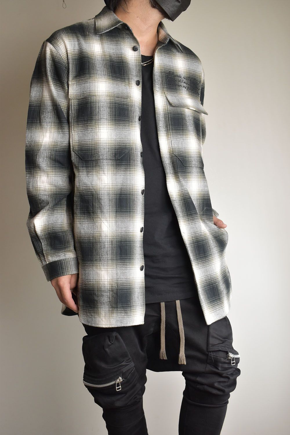 Ombre Check Long Shirts Jacket"White Check" / オンブレチェックロングシャツジャケット"ホワイトチェック"