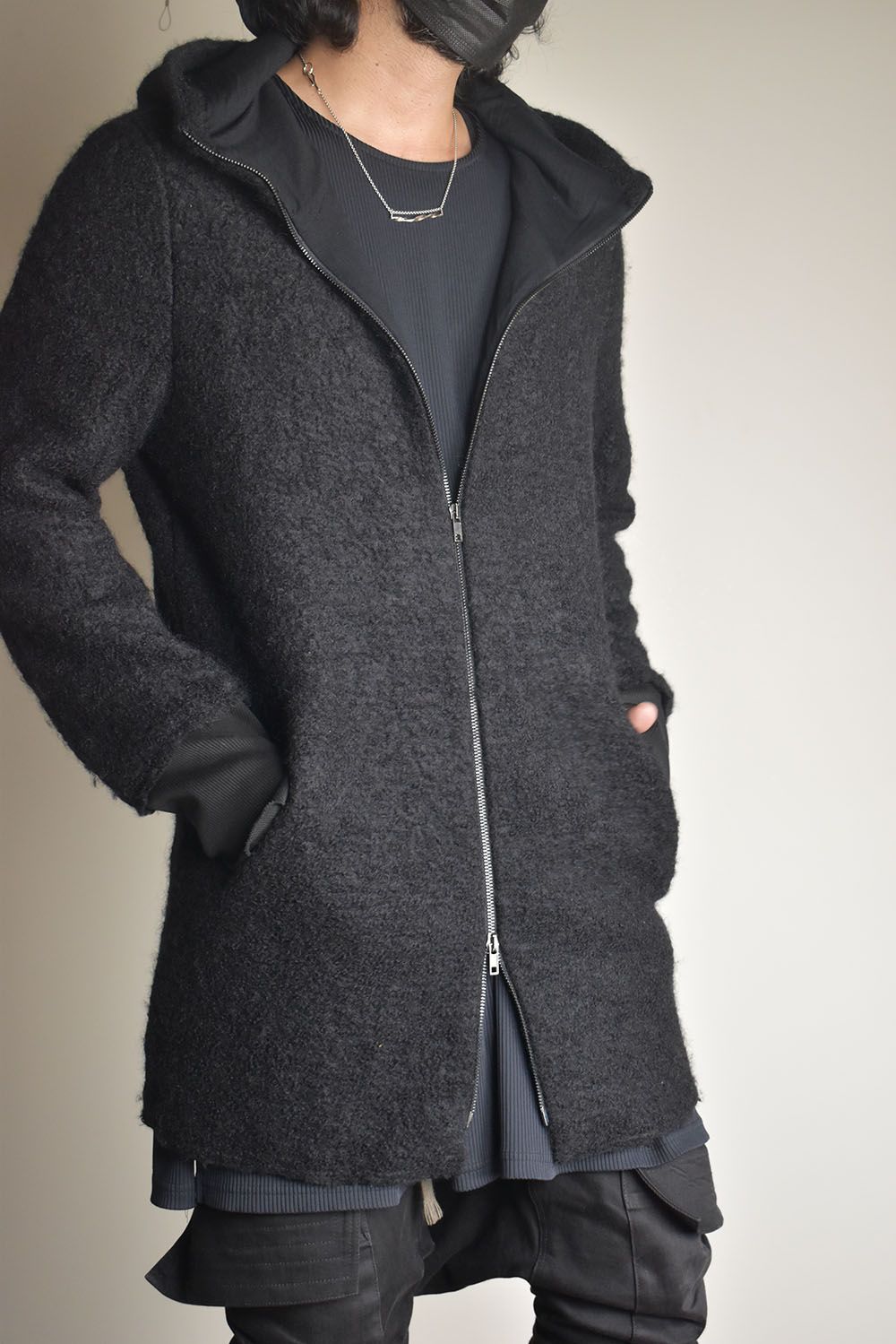 Mohair Knit Zip Hoodie "Black" / モヘアニットジップフーディ"ブラック"