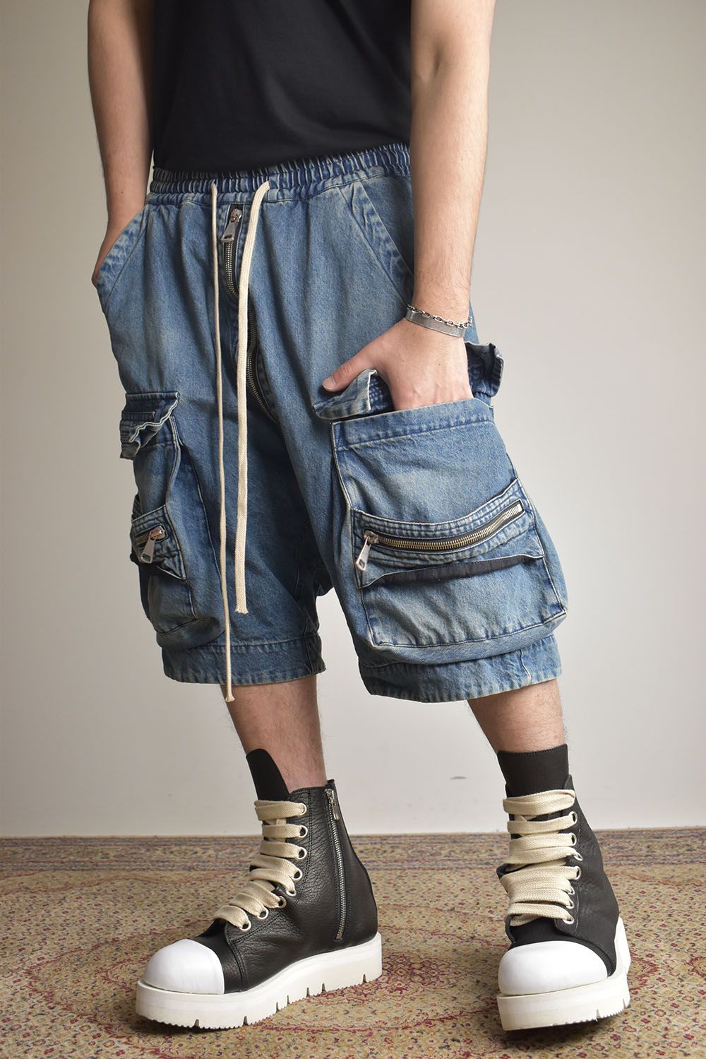 Vintage Denim Military Shorts"Blue" / ヴィンテージデニムミリタリーショーツ"ブルー"