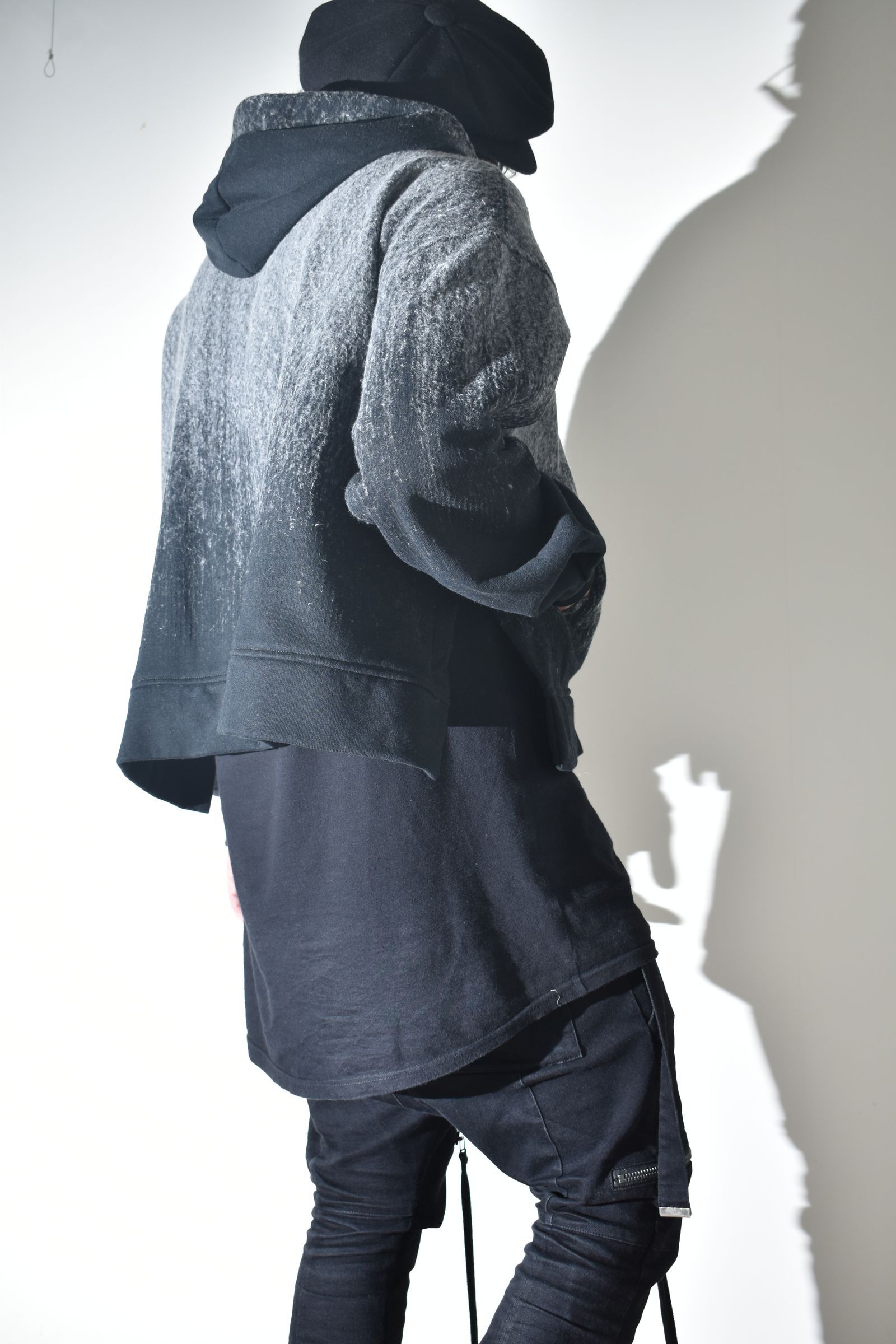 Gradient Needle Punch Double Zip Hoodie "Black Based" / グラデーションニードルパンチダブルジップフーディ"ブラックベース"