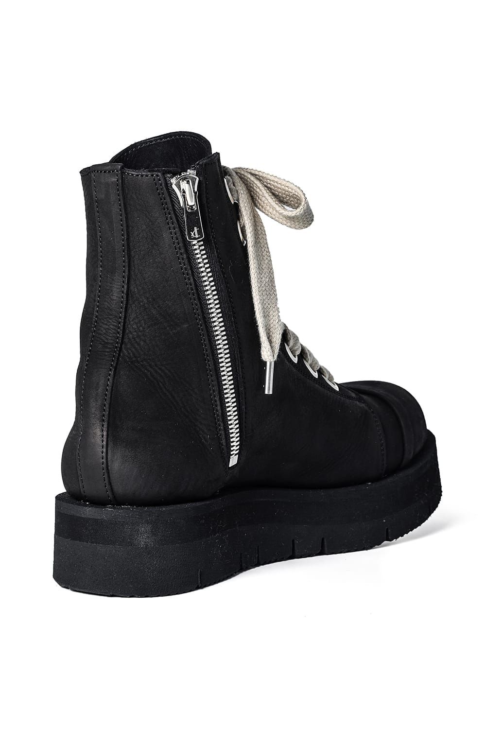 《2027SS先行予約分》 Fat Laces Leather Sneaker Boots "Black" / ファットレースレザースニーカーブーツ"ブラック"