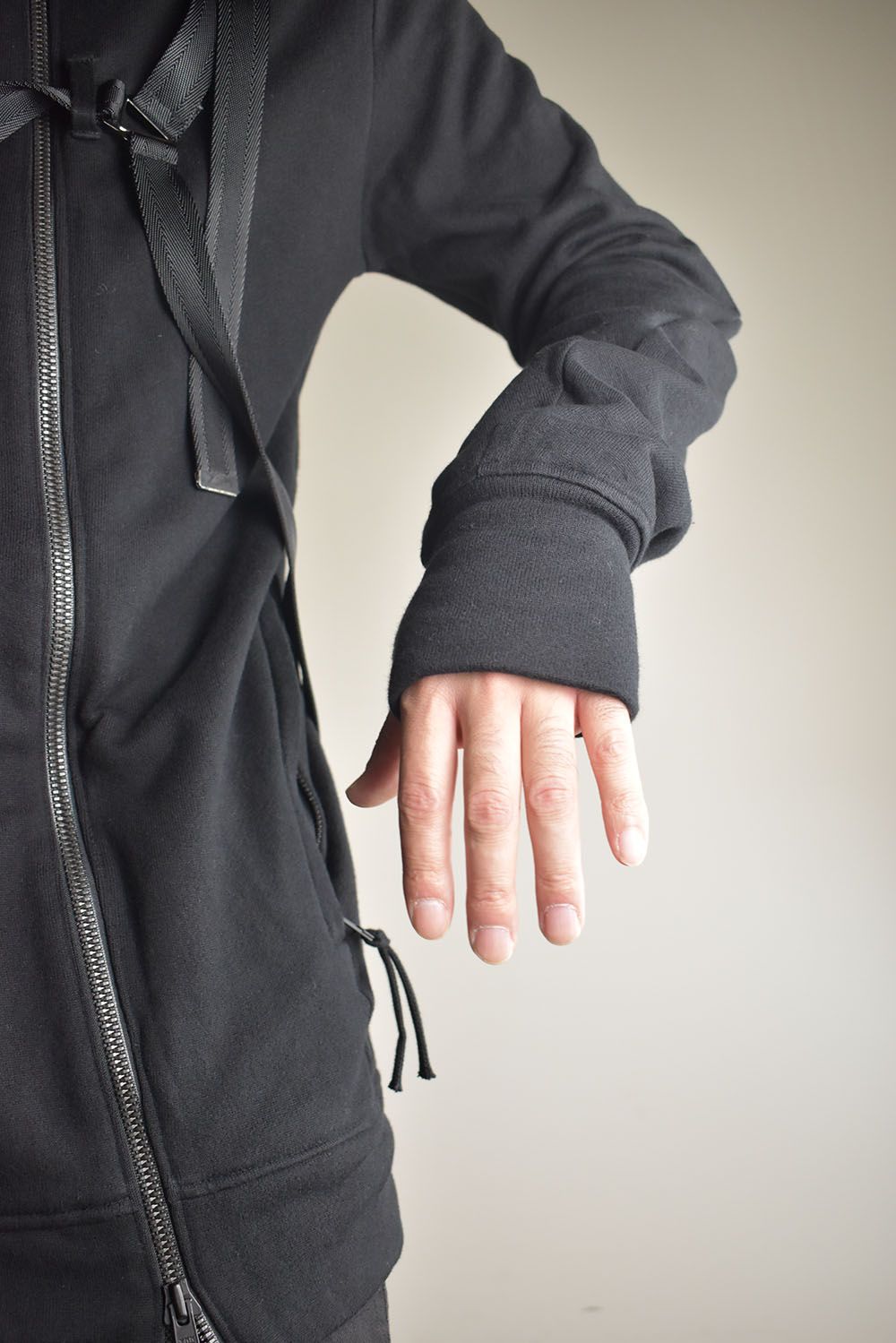 Non-Flammable Fleece Harness Belt W-Zip Hooded Jacket  "Black" / 無燃糸裏毛ハーネスベルトWジップフーデッドジャケット"ブラック"