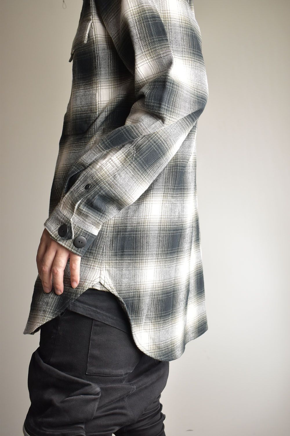 Ombre Check Long Shirts Jacket"White Check" / オンブレチェックロングシャツジャケット"ホワイトチェック"