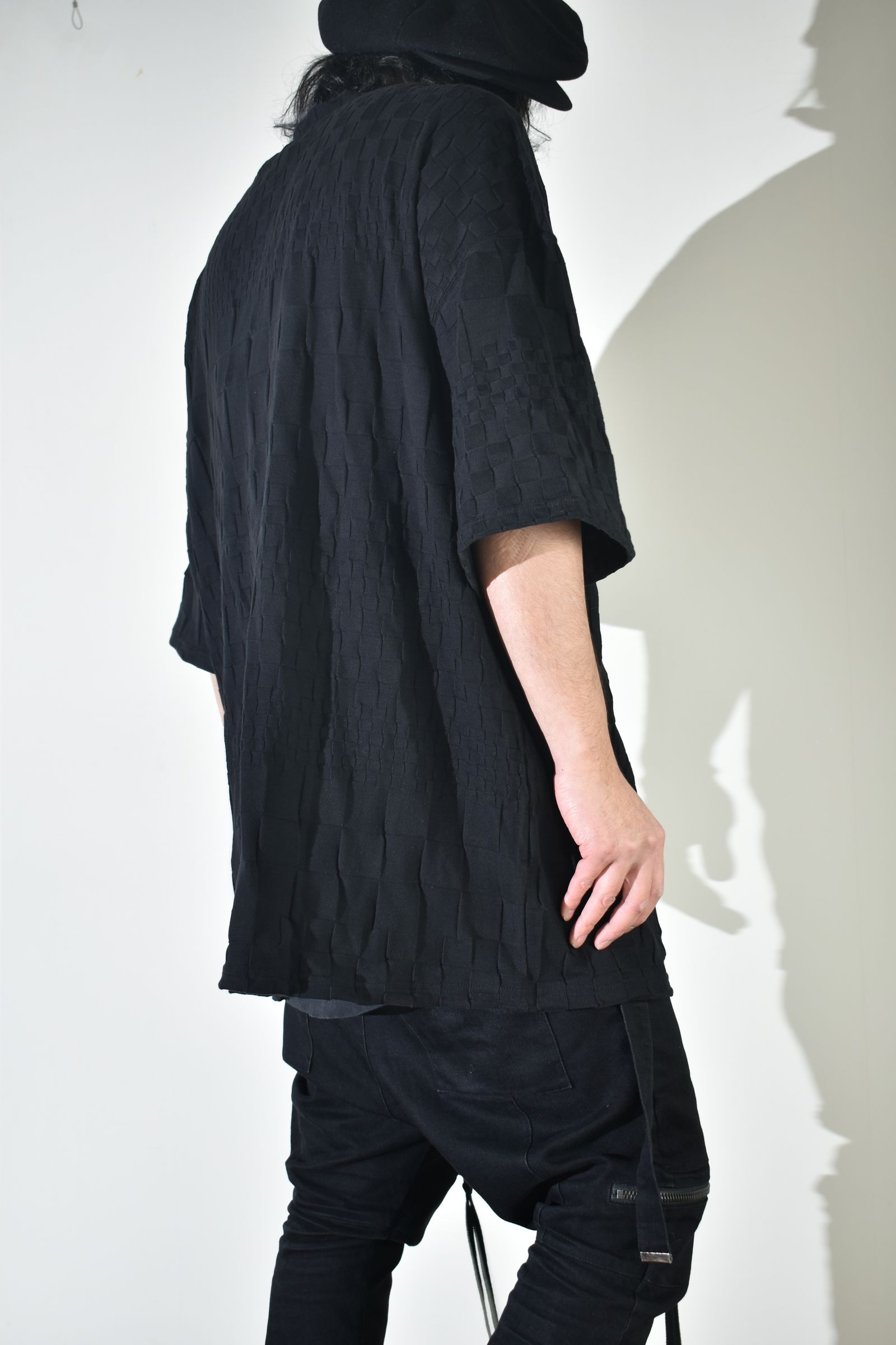 Gradient Plaid Pattern Jumbo Tee"Black" / グラデーションチェックパターンジャンボTee"ブラック"