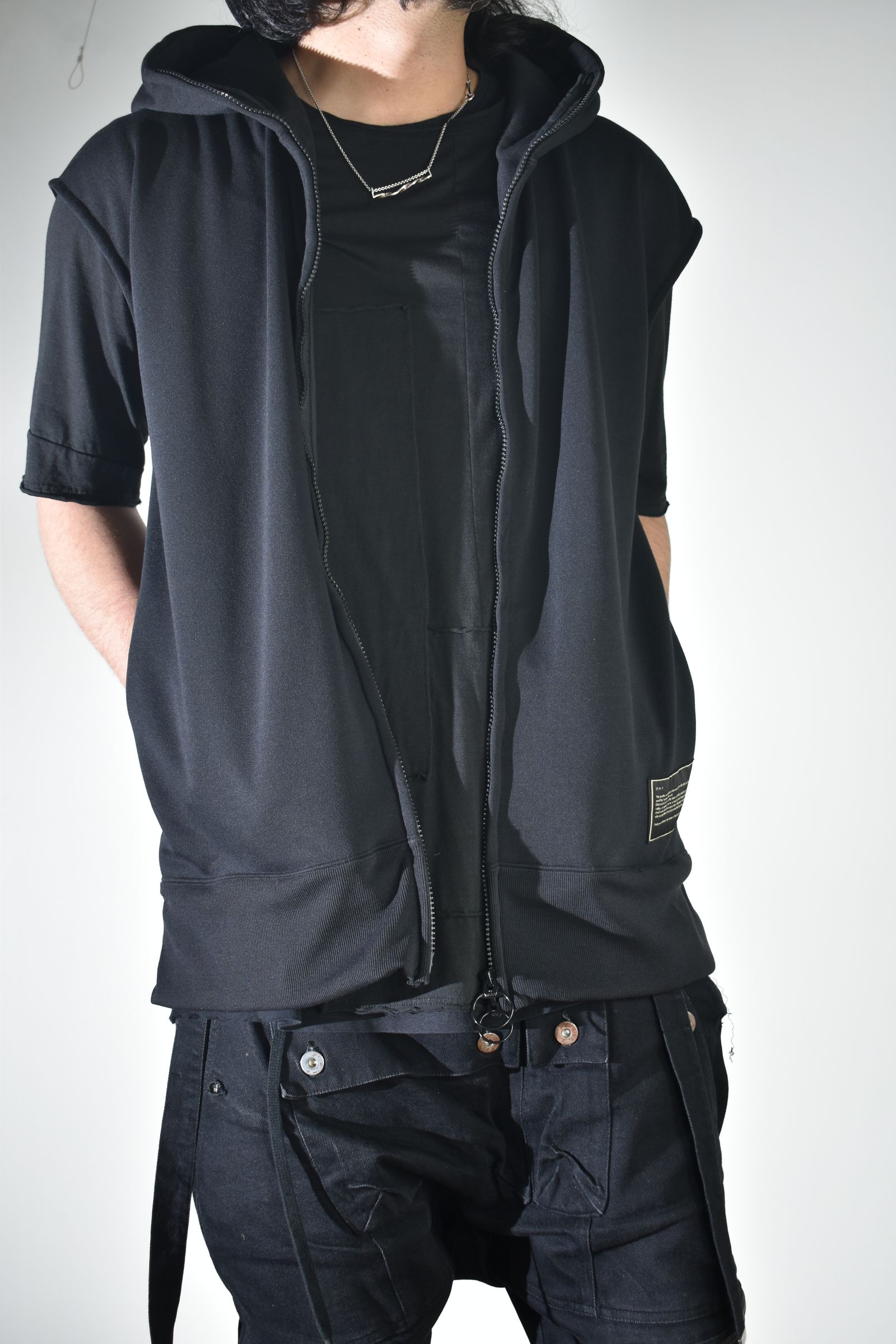 No Sleeve Zip Hoodie"Black" / ノースリーブジップフーディ"ブラック"