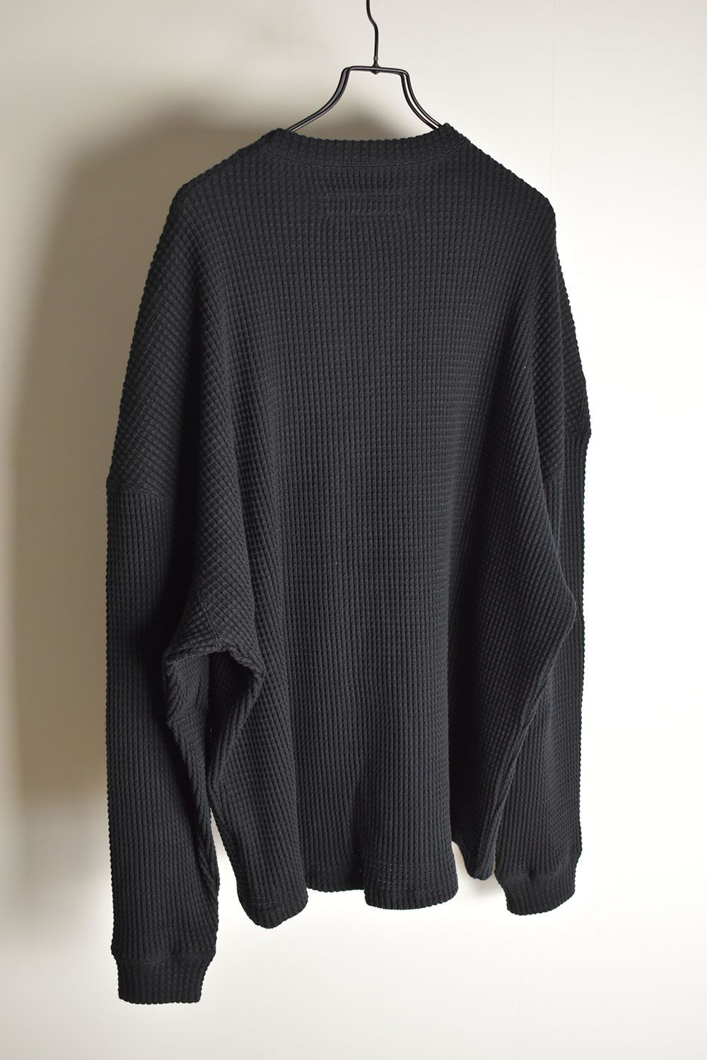 Heavy Waffle Over Size Top"Black" / ヘビーワッフルオーバーサイズトップ"ブラック"