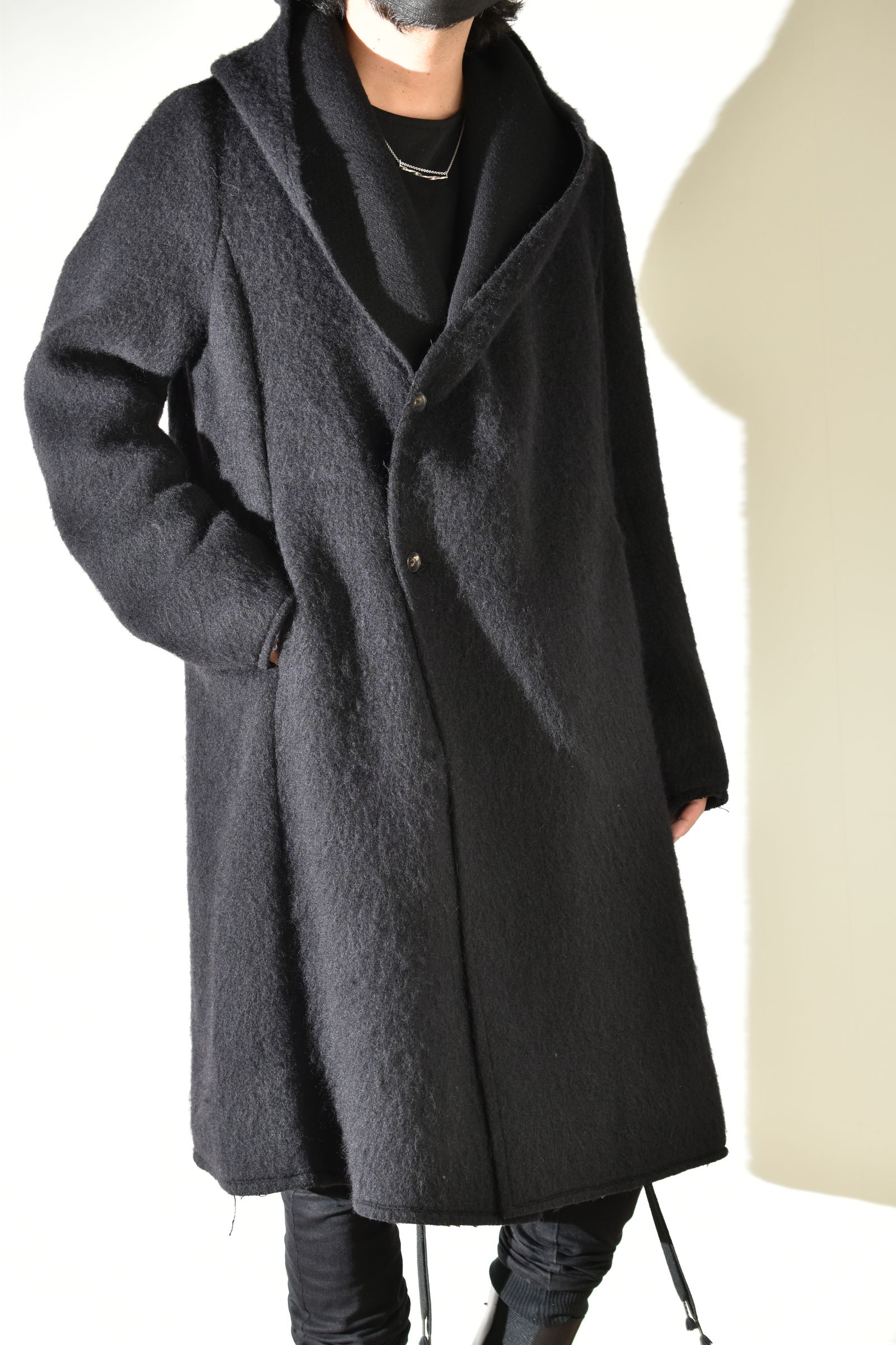 Shawl Collar Hoodie Coat "Black" / ショールカラーフーディコート"ブラック"