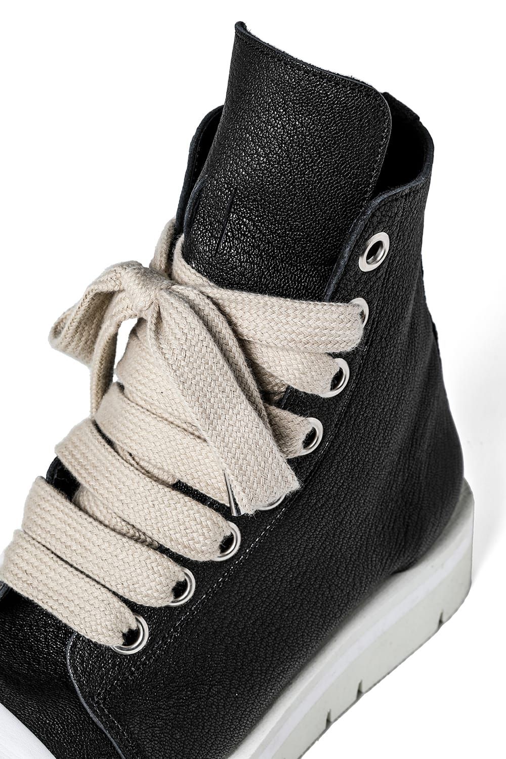 《2027SS先行予約分》 Fat Laces Leather Sneaker Boots "Black × White" / ファットレースレザースニーカーブーツ"ブラック×ホワイト"