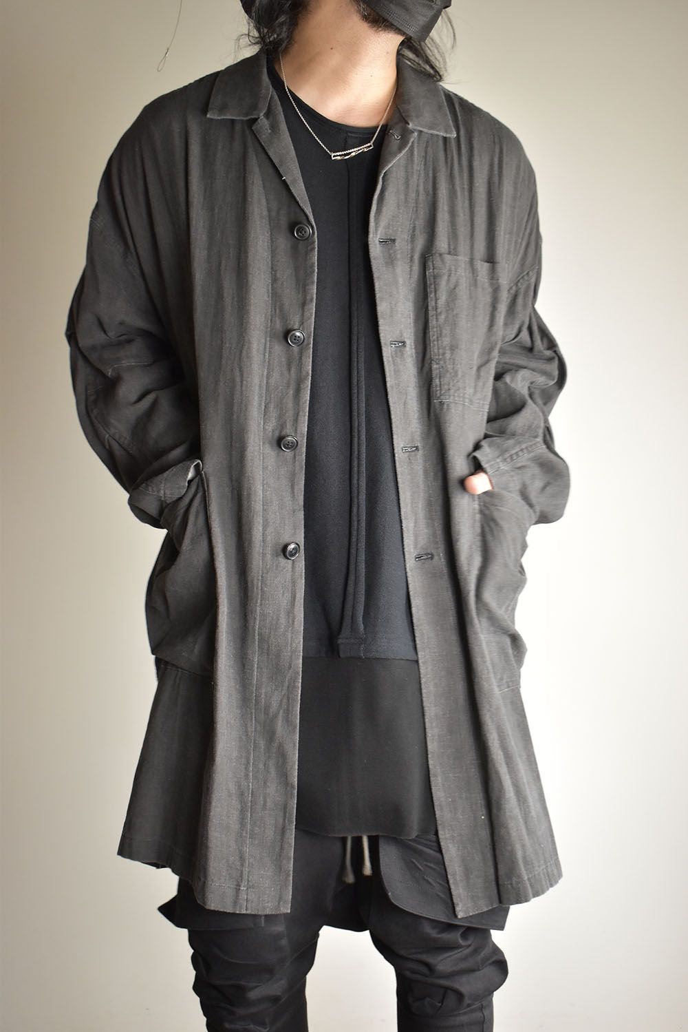 Pigmented Viera Shop Coat"Charcoal" / 顔料刷りビエラショップコート"チャコール"