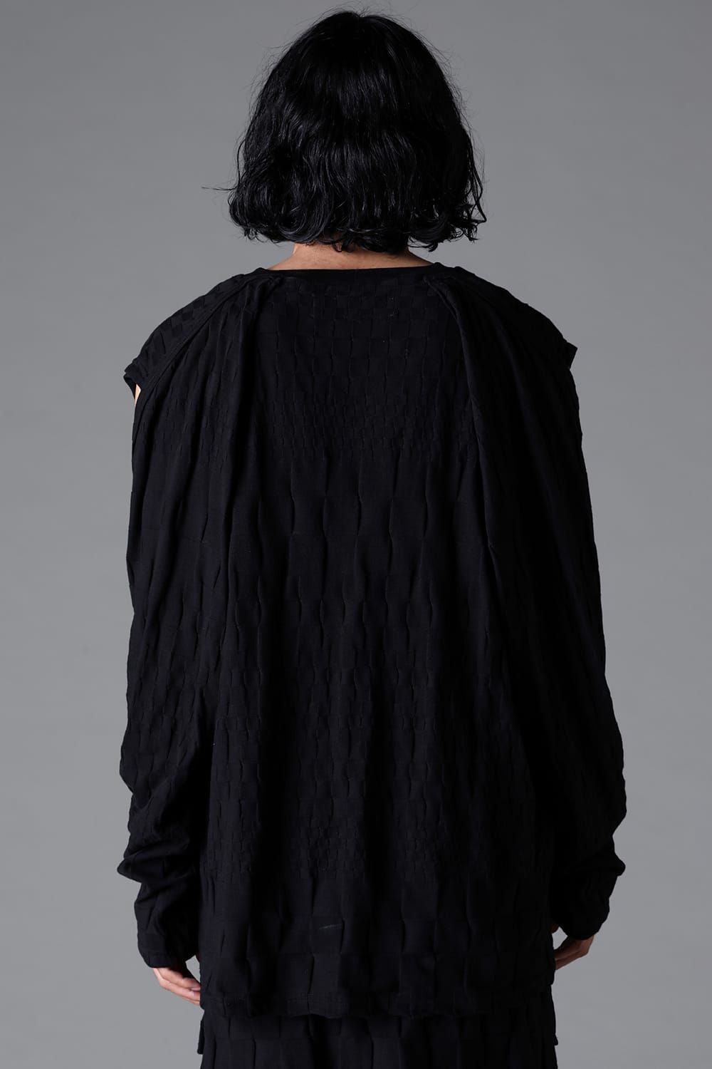 《2026SS先行予約》Gradient Plaid Pattern Shiva Long Sleeve Tee "Black / Cream" / グラデーションチェックパターンシヴァロングスリーブ"ブラック/クリーム"