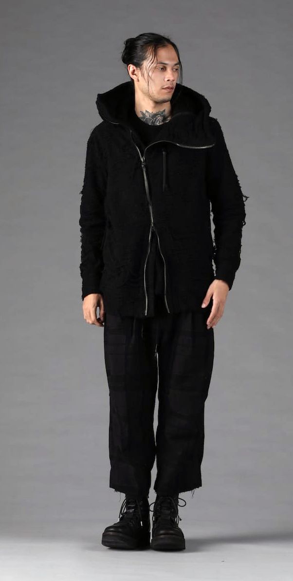 Damage Pile Zip-Up Hoodie"Black" / ダメージパイルジップアップフーディー"ブラック"