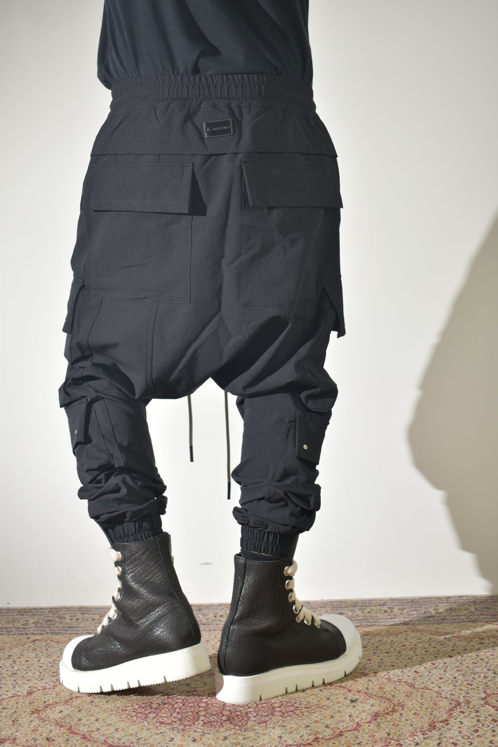 Stretch Nylon Military Sarouel Pants"Black" / ストレッチナイロンミリタリーサルエルパンツ"ブラック"
