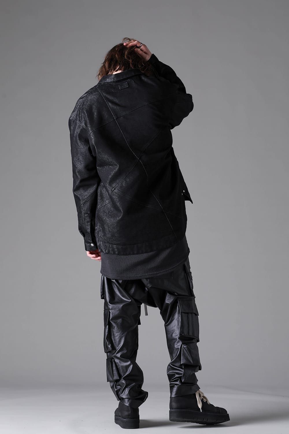 《2026AW先行予約》Random Panelled Denim Shirts "Balck × Silver" /  ランダムパネルデニムシャツ"ブラック×シルバー"