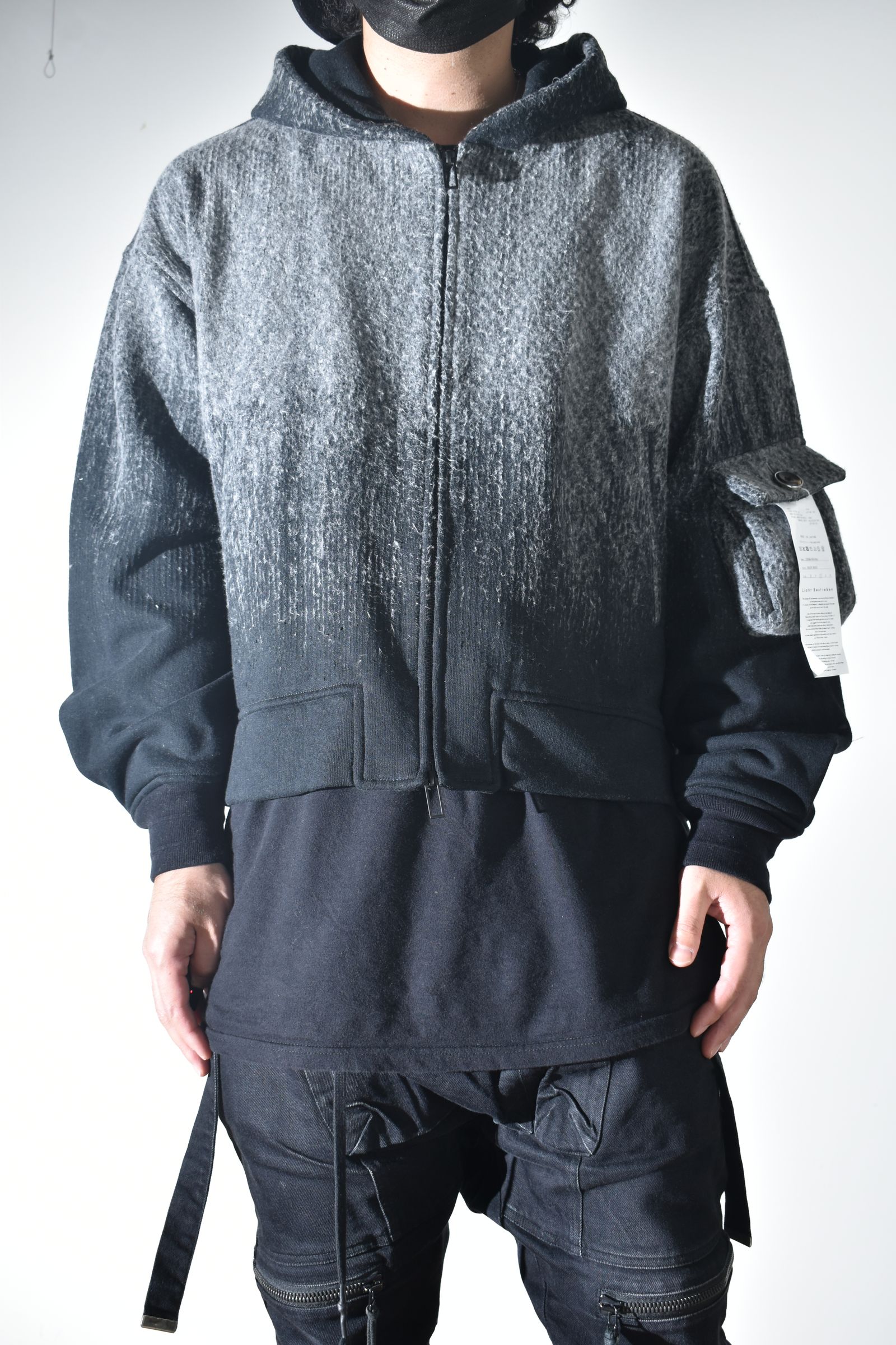 Gradient Needle Punch Double Zip Hoodie "Black Based" / グラデーションニードルパンチダブルジップフーディ"ブラックベース"