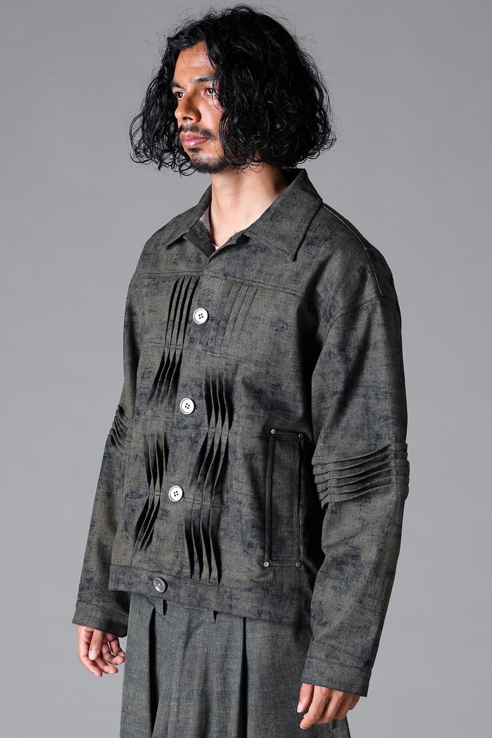 《2026SS先行予約》Blended Shades Denim Pin Tuck Blouson "D.verdigris/L.verdigris/Steel Blue"/ブレンデッドシェイドデニムピンタックブルゾン" / ダークベルディグリ/ライトベルディグリ/スティールブルー"