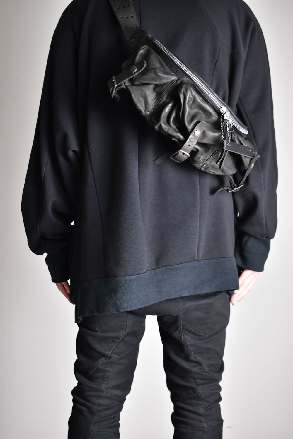 Double Shoulder Leather Shoulder Bag"Black"/ ダブルショルダーレザーショルダーバッグ"ブラック"