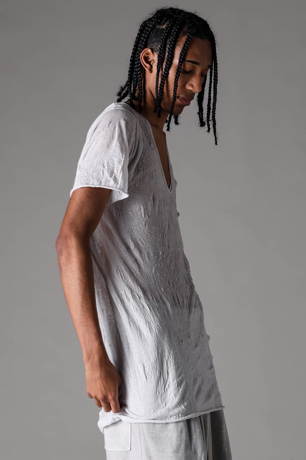 《2027SS先行予約》Washed Guize V-Neck Tee"Black / White /L.Grey /Grey" / ウォッシュドガーゼVネックTee"ブラック / ホワイト /ライトグレー /グレー"
