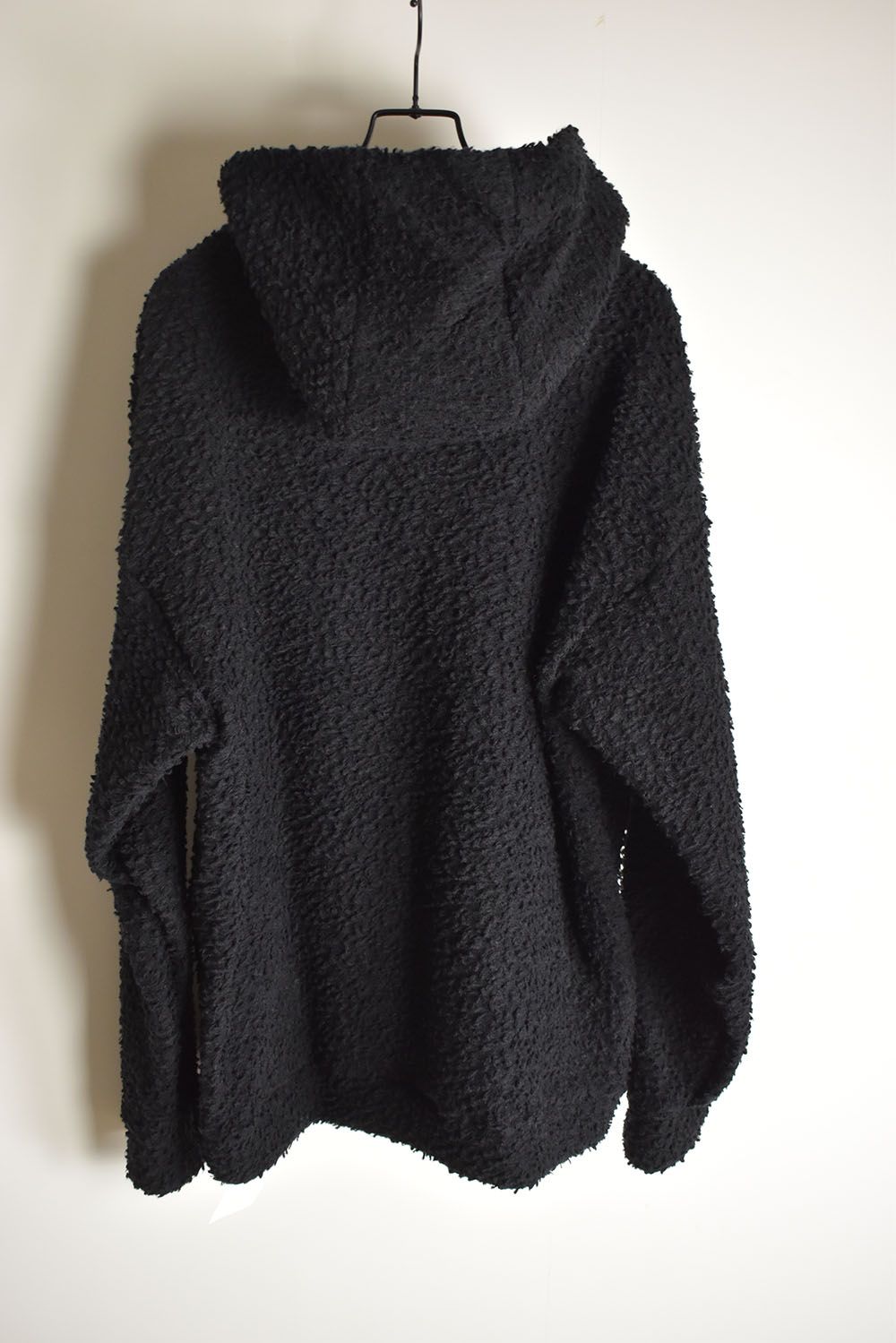 Wool Cotton Boa Hoodie Pullover"Black" /  ウールコットンボアフーディプルオーバー"ブラック"