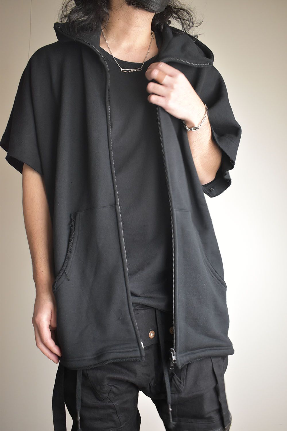 Sweat Oversize Zip Up Hoodie"Black" / スウェットオーバーサイズジップアップパーカ"ブラック"