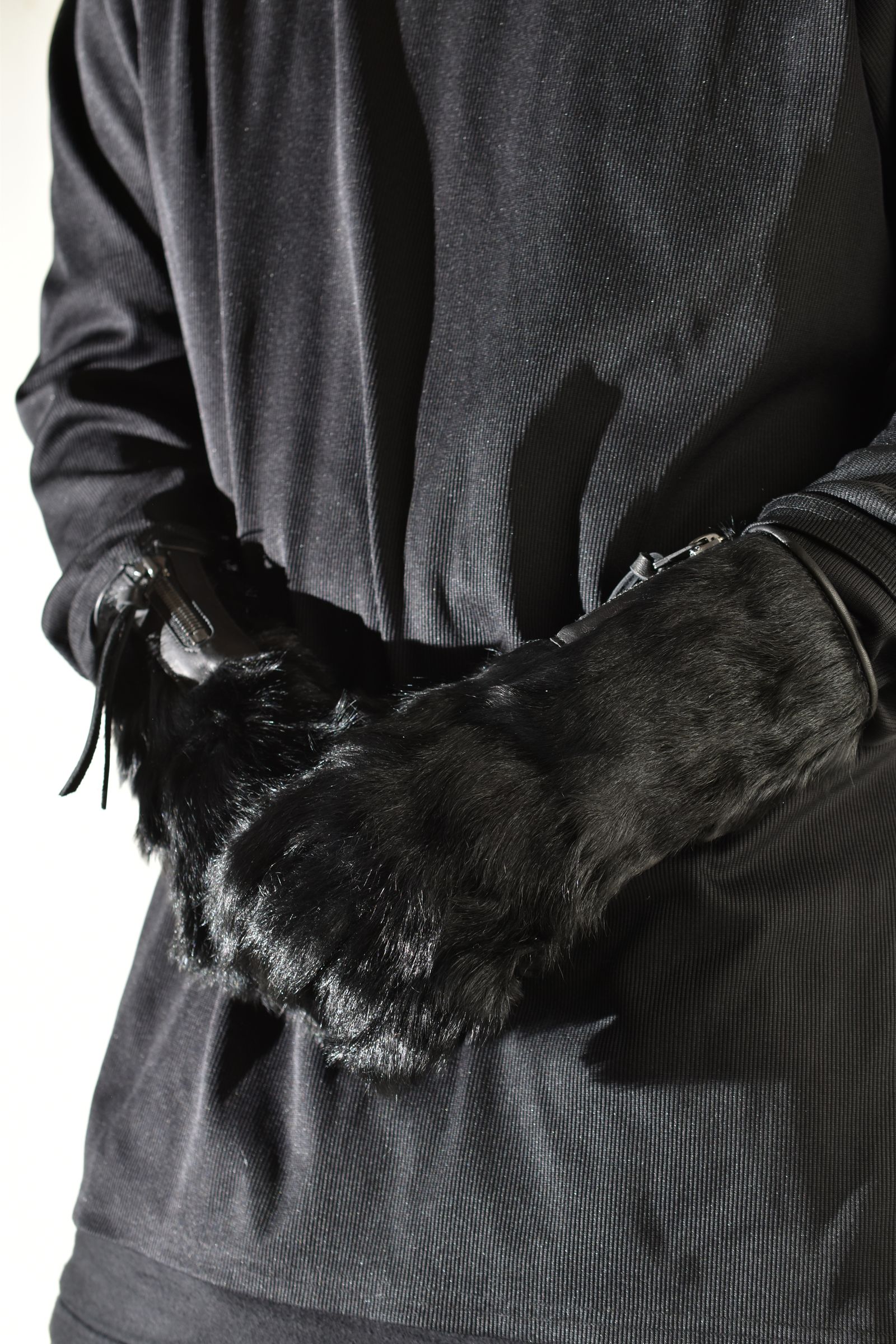 Goatfur and Horsehide Combination Gloves"Black" / ゴートファー×ホースレザーコンビネーショングローブ"ブラック"