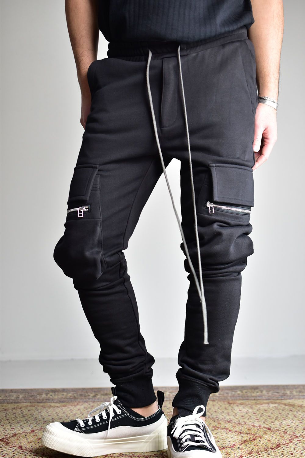 Sweater Cargo Slim Long Pants"Black"/スウェットカーゴスリムロングパンツ"ブラック"