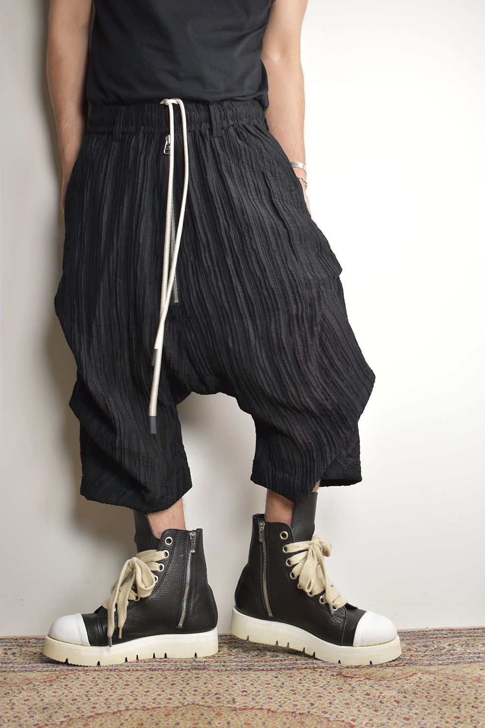 Sheer Yoryu Tuck Shorts"Black" / シアータックショーツ"ブラック"