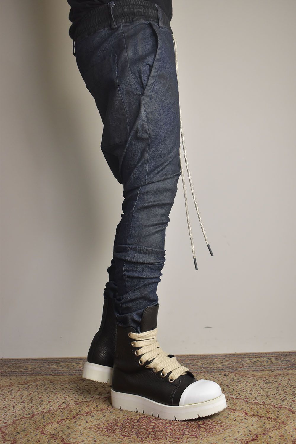 Coated Stretch denim Sarouel skinny"Blue" / コーティングストレッチデニムサルエルスキニー"ブルー"