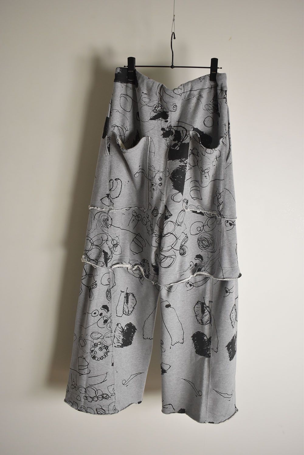 Sweat Print Wide Pants"Grey" / スウェットプリントワイドパンツ"グレー"